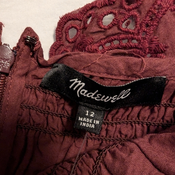 Brand new maroon midi sundress with ruffles from Madewell, size 12. - Picture 5 of 7